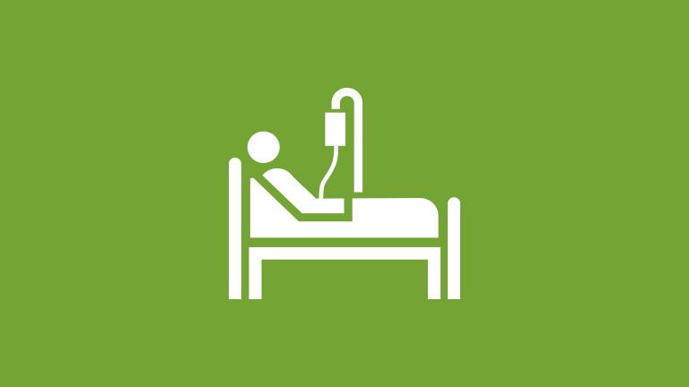 icon of a person in a hospital bed representing critical illness insurance, a voluntary worksite benefit