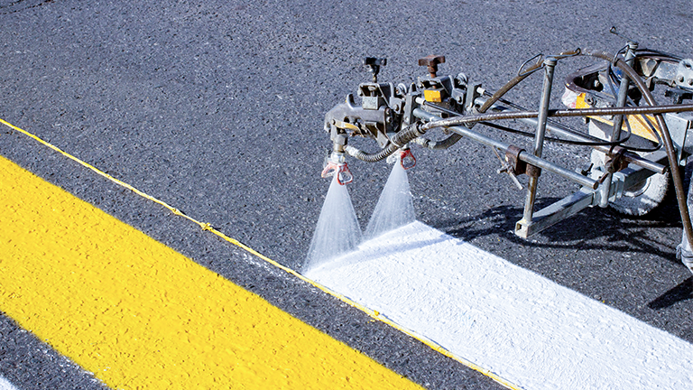 Painting lines on road