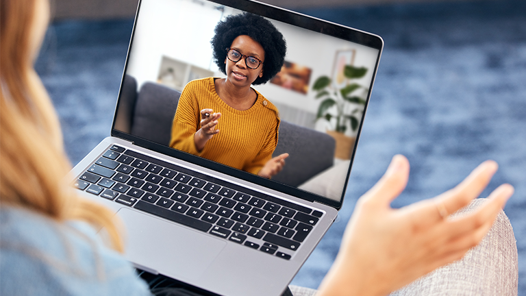 Woman on the computer screen